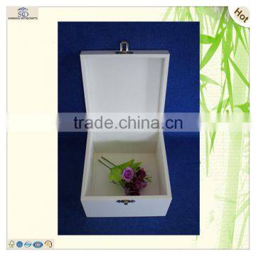 Gift Painted Square Lock Paulownia Wooden Box photo-3