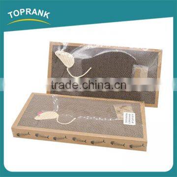 New design rope mouse printed corrugated cardboard cat scratch pad