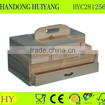 high quality FSC natural unfinished wood sewing box for girl gift