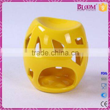 Ceramic Craft Hollow Out Desgin Yellow Incense Burner photo-2