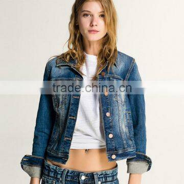 China Wholesale Ripped Denim Jacket Women Customized Denim Jacket for Women photo-4