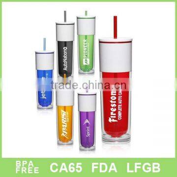 16oz 450ml Double Wall straw cola coke bottle with tube