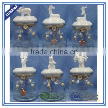 Animal Ceramic Lid Glass Candle Jar Airtight Glass Jar