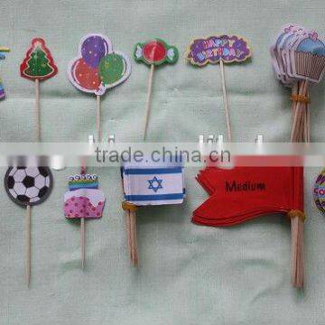 various sizes decorative disposable Cupcake Toppers Party Picks Toothpicks Food Picks paper flag with toothpick