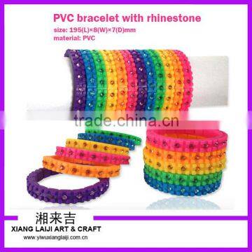 New design fashion colorful rehinestone PVC bracelet