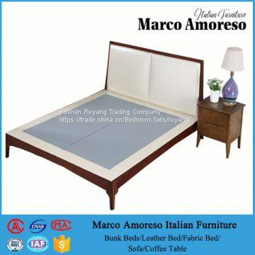 European Style Faxue Leather Storage Low Double Wooden Bed Frame photo-2