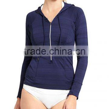 Custom Rash Guard New Design Super Soft Quick Recycled Sun Protection Nylon Solid Long Sleeve Zipper Blank Rash Guard photo-2