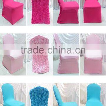 3D Baby pink rosette flower back spandex lycra chair cover