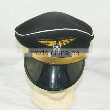Security Cap Airline Pilot Cap Black Military Peaked Cap Custom photo-2