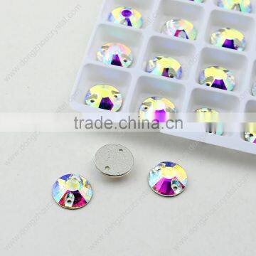 hot popular 3042 AB color round crystal sew on stones,widely used on dress/jewelry/shoes/bags ect