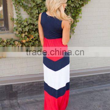 Wholesale Mother and Daughter's Long Dress for Beach Travel Fashion Red and Navy photo-4