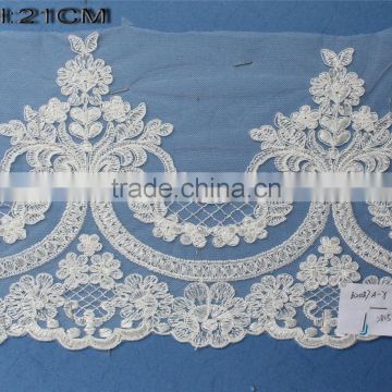 Newest ivory or white hot selling bridal beaded home textile lace trim