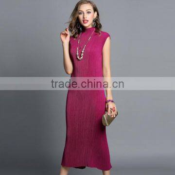 Maxi sleeveless plicated fishtail women vest dress