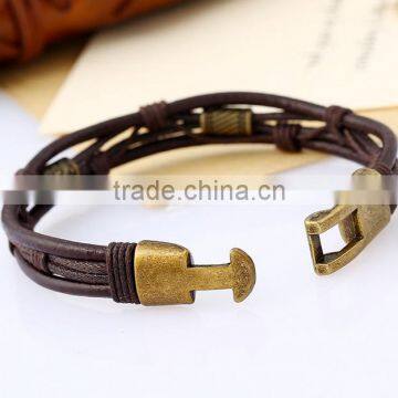 Handmade Accessories Cow Leather Unisex Fashion Braid Bracelet photo-2