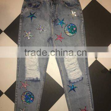 2017flower Shape Custom Embroidery Sequin Patch Embroidery Design for Jeans photo-5