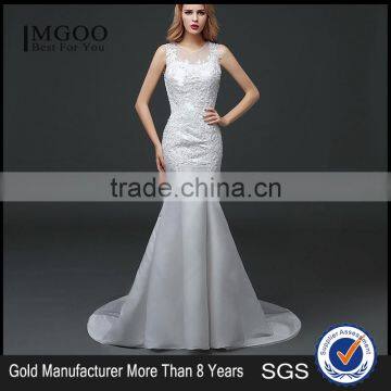 MGOO Hot Sale Customised Mermaid White Lace Wedding Dress Sleeveless Sexy Bridal Dress Underwear 100 Usd Dress