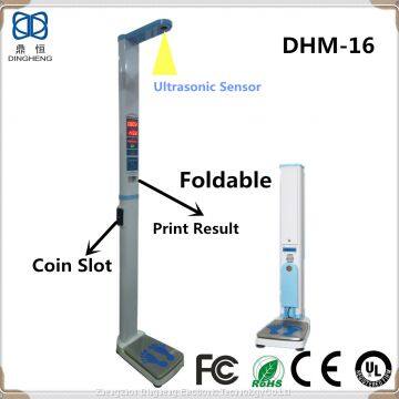 DHM-16  Foldable Ultrasonic digital height and weight scale with coin and print