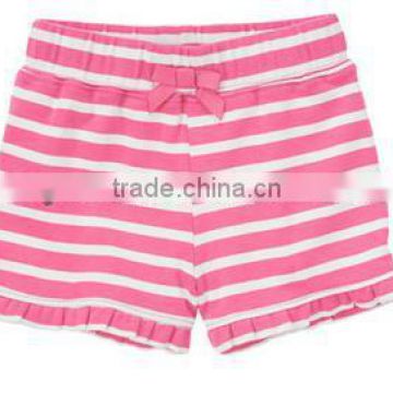 panties for little girls Ruffle Bow Short 100% cotton rib pants knit ruffle shorts charming toddler girls stripe breeches