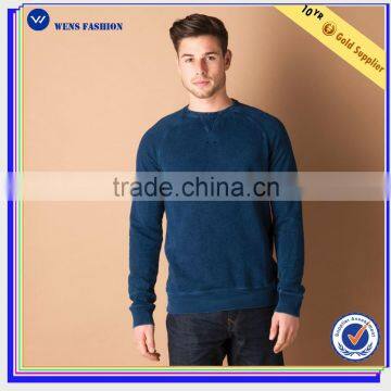 New design V stitched raglan design 100%cotton mens crew neck sweat