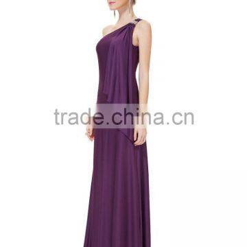 Fashion Sleeveless Dress Long Knitted Elegant One-Shoulder Off Purple Women Dress For OEM photo-3
