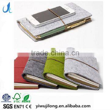 Novel logo custom shorthand spiral binding journal diary notebook and felt cover with elastic band