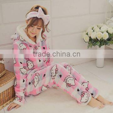 Best Selling Cartoon Pattern Printed Women Sleepwear Fleece Winter photo-3