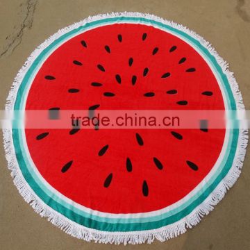 Custom Reactive Printed Beach Towels watermelon Custom Print Design Watermelon Shaped Round Beach Towel