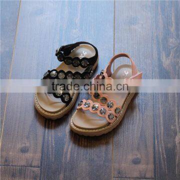 B21385A Korea Girls Suede Leather Diamond Princess Comfortable Sandals
