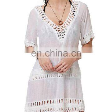 C10 Crochet Inset Beach Tunic Cover Ups Caftan