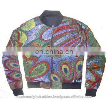 African Wax Fabric Ladies Bomber Jackets, Custom Embroidery Women Varsity Jackets, Girls Satin Baseball Jackets