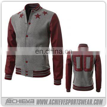 Wholesale shiny black Men's fashionable design winter baseball jackets