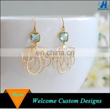 Factory Wholesale 18K Gold Flower Designs Rhinestone Drop Earring for Gifts