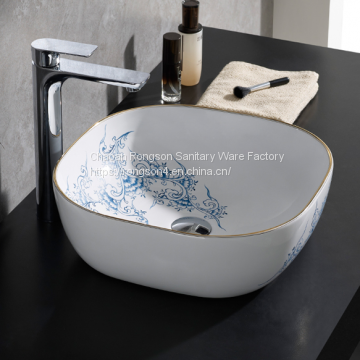 Chaozhou Manufacturer Ceramic Fancy Art Countertop Mounted Latest New Design Table Washing Hand Basin Sink for Sale photo-3