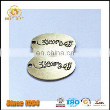 Wholesale Custom Cheap Hardware Handbag Accessories Decoration Embossed Metal Logo Plate