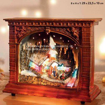 F/O CHURCH WITH RIVER IN W WITH FLAT ROOF Polyresin Christmas House Decoration