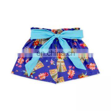 Baby Floral Short With Sash Short Pants Children Ruffle Print Shorts Toddler