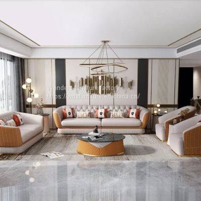 Microfiber leather Modern light luxury sofa combination living room 123 small Italian leather Hong Kong-style INS simple furniture