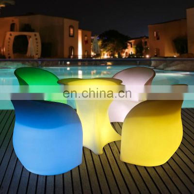 Top seller rental event growing furniture white plastic luminous LED light sofa for bar