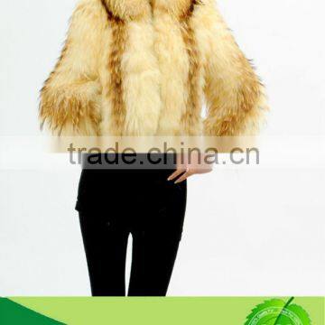 New Style Warm Pretty Women Genuine Real Raccoon Dog Fur Coat