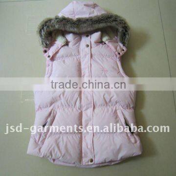 kids padded vest with hood fur ,2012 Winter Season