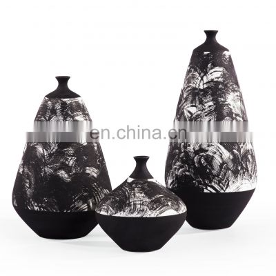 New Chinese Style Living Room Black  Modern Retro Porcelain  Ceramic Vase For Home Decoration