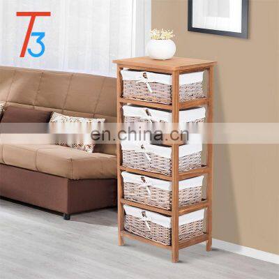 High quality wooden storage shelf bamboo storage basket