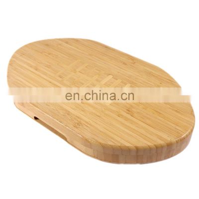 Wholesale Oval Bamboo Cheese Cutting Board Set with Drawer and 3 knives Set