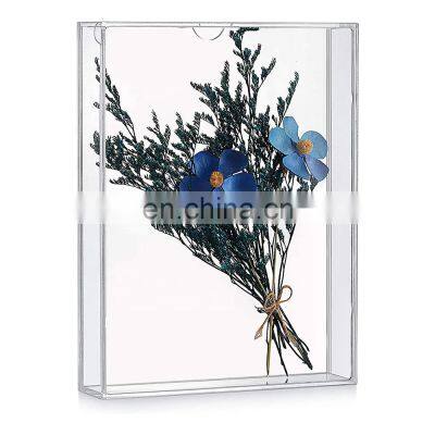 Clear Acrylic Photo Frame Shadow Box Picture Display Case Memory Box for Dried Flowers Birthday Wedding Party/Shop Decor