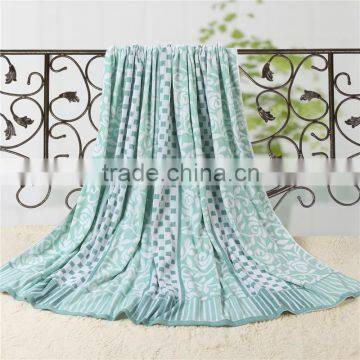 Wholesale alibaba 100% cotton green striped adult home use pastoral style soft portable terry blanket