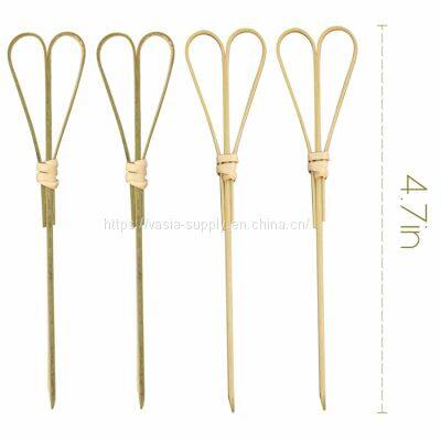 Disposable Custom Decorative 90mm Looped Heart Bamboo Party Picks