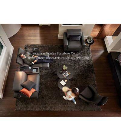 New Italian Minimalist Leather Coffee Table Sofa Combination Living Room Electric Smart Home Theater Audio-Visual Room Sofa photo-5