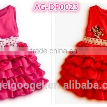 2015 new children girl flower decorated formal dress princess dance costume with beautiful party dress AG-DP0023