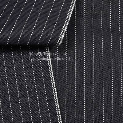 13oz Blue and White Striped Black Weft Right Twill Best Raw Denim Fabric 32/33 