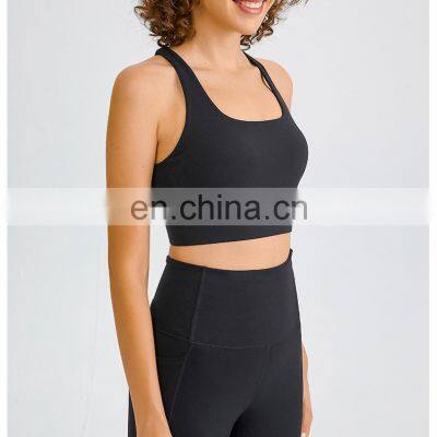 1 Pcs Custom Logo High Impact Adjustable Yoga Bra Houndstooth Sports Bra Fitness With Removable Padded Yoga Bra Top